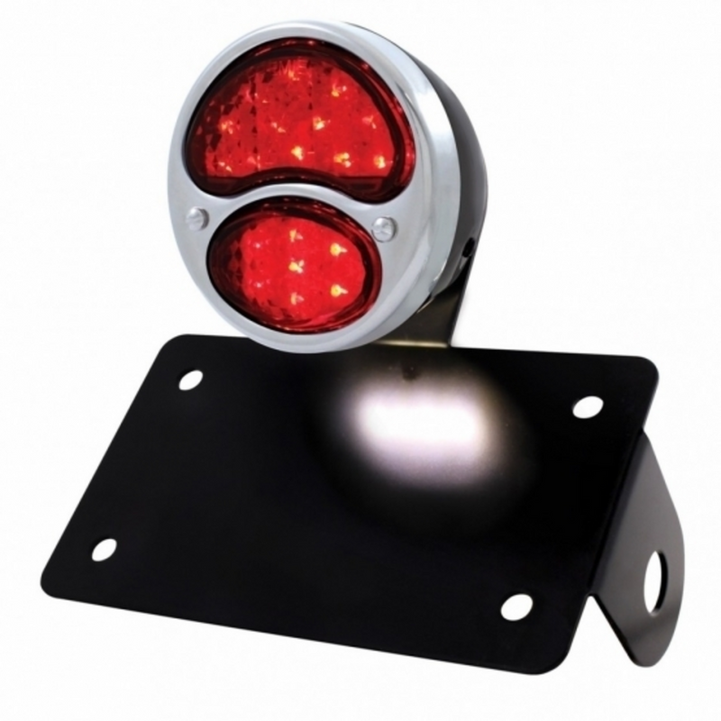 United Pacific SS & Black Housing 1928 Ford Style LED Tail Light Assembly With Horizontal Mounting Bracket For Motorcycle 86817