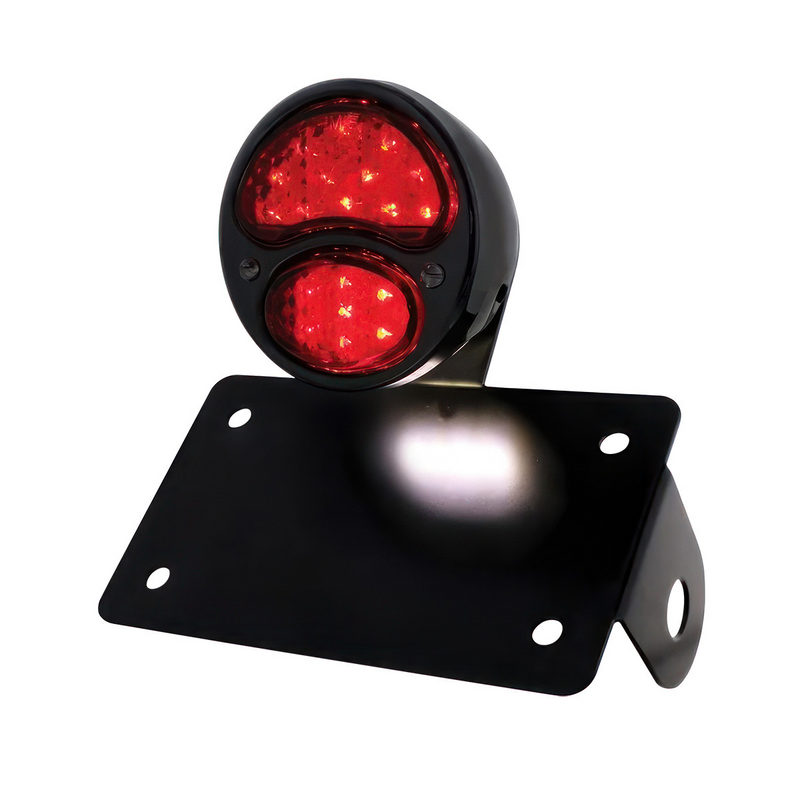 United Pacific Black 1928 Ford Model A Style LED Tail Light Assembly With Horizontal Mounting Bracket For Motorcycle 86819