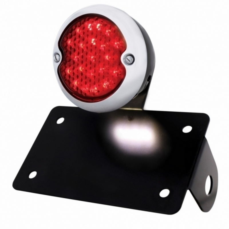 United Pacific SS & Black Housing 1933 Ford Style LED Tail Light Assembly With Horizontal Mounting Bracket For Motorcycle 86824