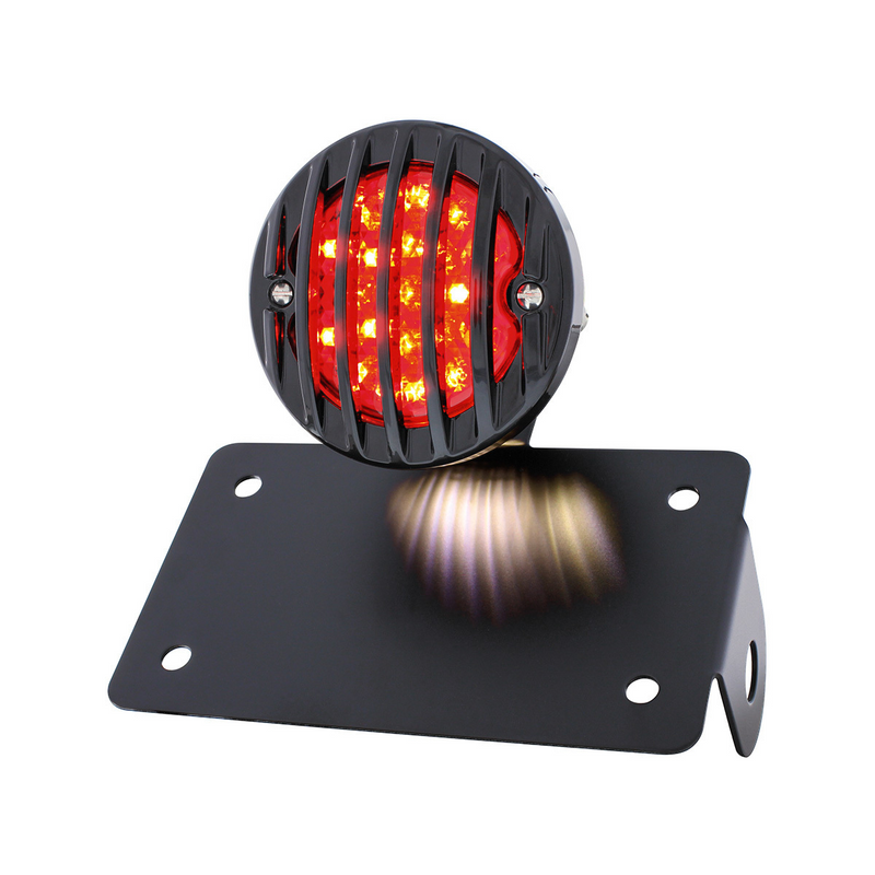 United Pacific Motorcycle LED "Bobber" Style Horizontal Tail Light With Black Grille Bezel-Red Lens 86851