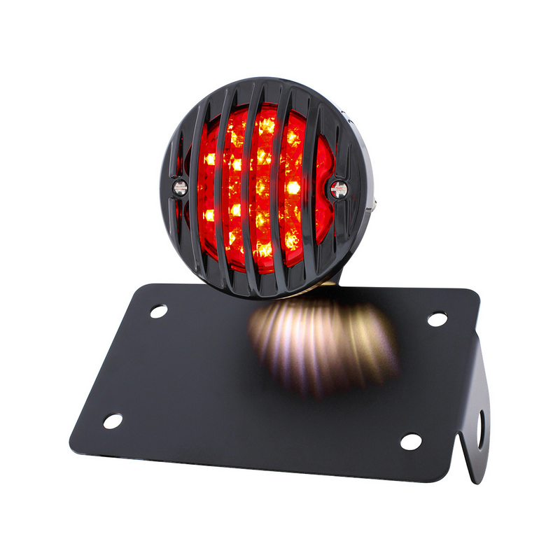 United Pacific Motorcycle LED "Bobber" Style Horizontal Tail Light With Black Grille Bezel-Smoke Lens 86853