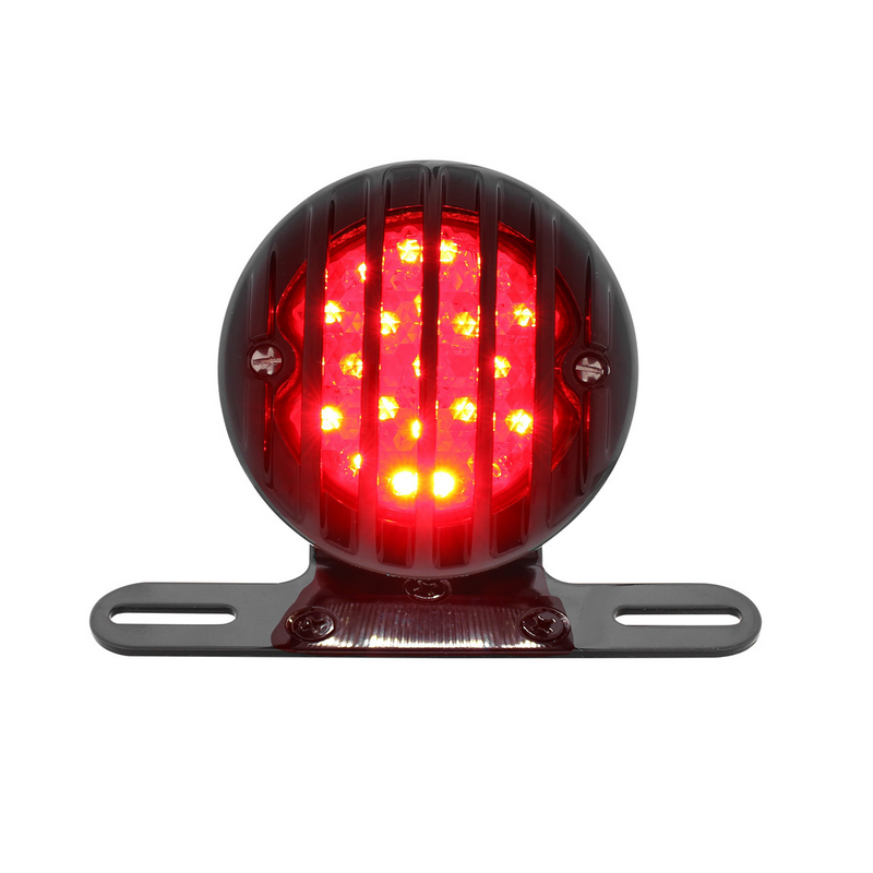 United Pacific Motorcycle LED Rear Fender Tail Light With Gloss Black Grille Bezel Red Lens 86859
