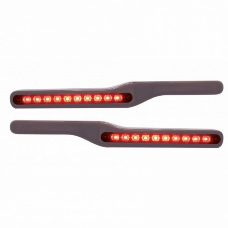 United Pacific Wood Armrest With LED Light For Peterbilt- Red LED/Red Lens (Pair) 87993