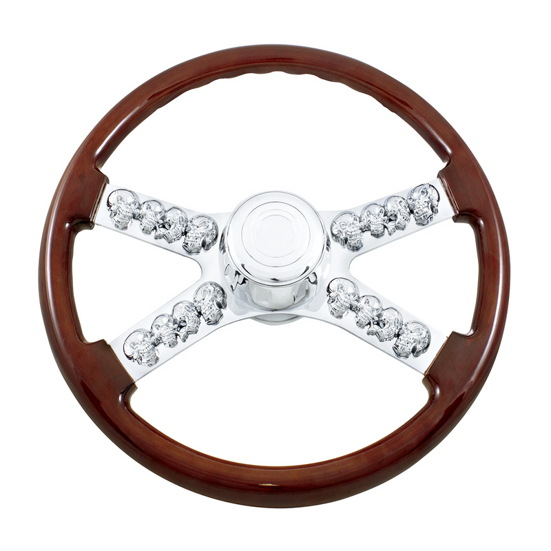 United Pacific 18" Skull Steering Wheel With Hub & Horn Button Kit For Peterbilt (1998-2005) & Kenworth (2001-2002) 88129