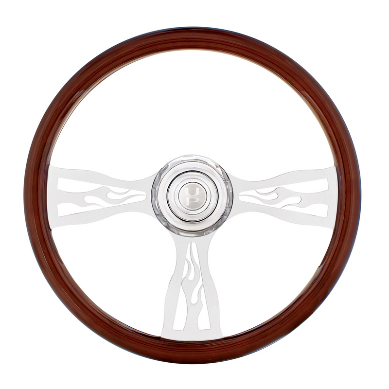United Pacific 18" Flame Steering Wheel With Hub & Horn Kit Freightliner 1989-July 2006 88133