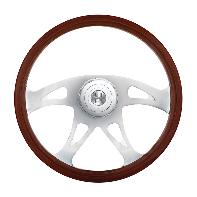United Pacific 18" Chrome Boss Steering Wheel With Hub & Horn Button Kit For Peterbilt (1998-2005) & Kenworth (2001-2002) 88138
