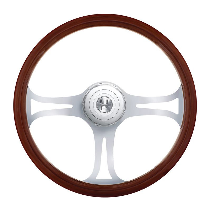 United Pacific 18" Chrome Blade Steering Wheel With Hub & Horn Button Kit For Peterbilt (1998-2005) & Kenworth (2001-2002) 88142