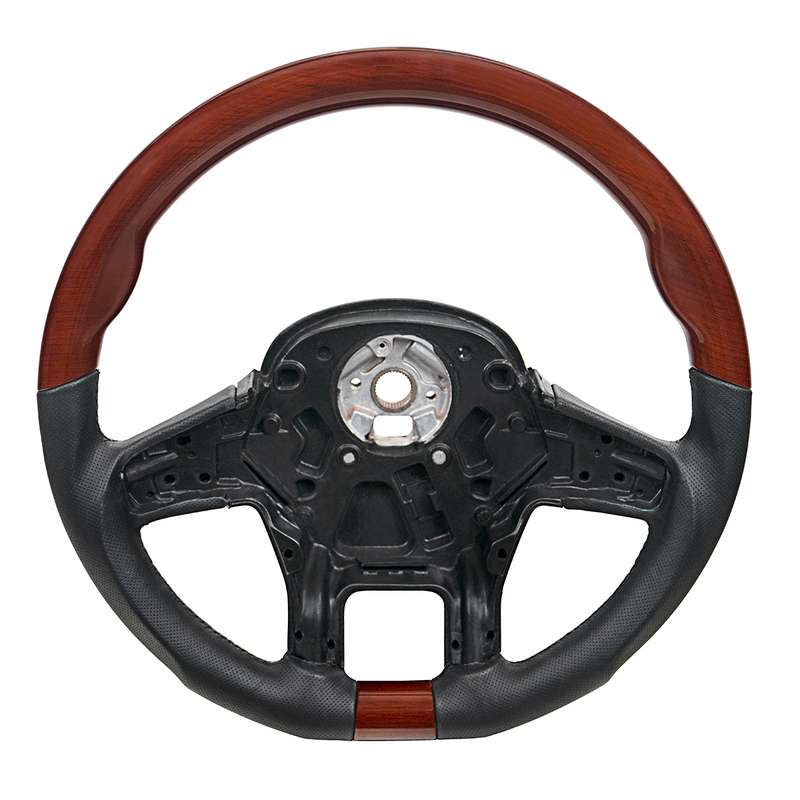 United Pacific 18" YourGrip Leather And Wood Steering Wheel For 2012-2021 Peterbilt 579 & 2013-2021 Kenworth T680 88190