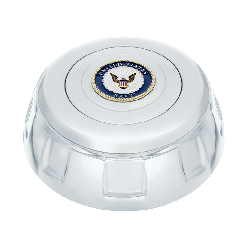 United Pacific Chrome Aluminum Steering Wheel Horn Button With Metal Medallion, US Navy 88195