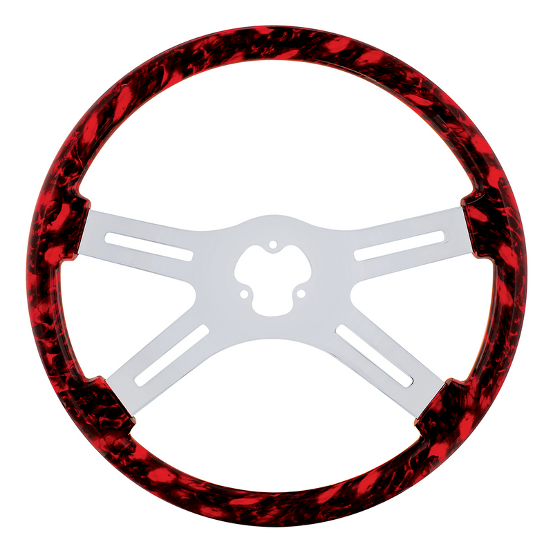 United Pacific 18" Skull Steering Wheel Only With Hydro-Dip Finish Wood Red 88236