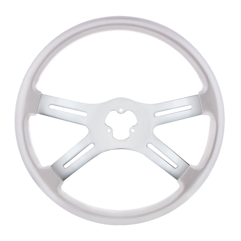 United Pacific 18" Candy Color 4 Spoke Steering Wheel Liquid Silver 88281