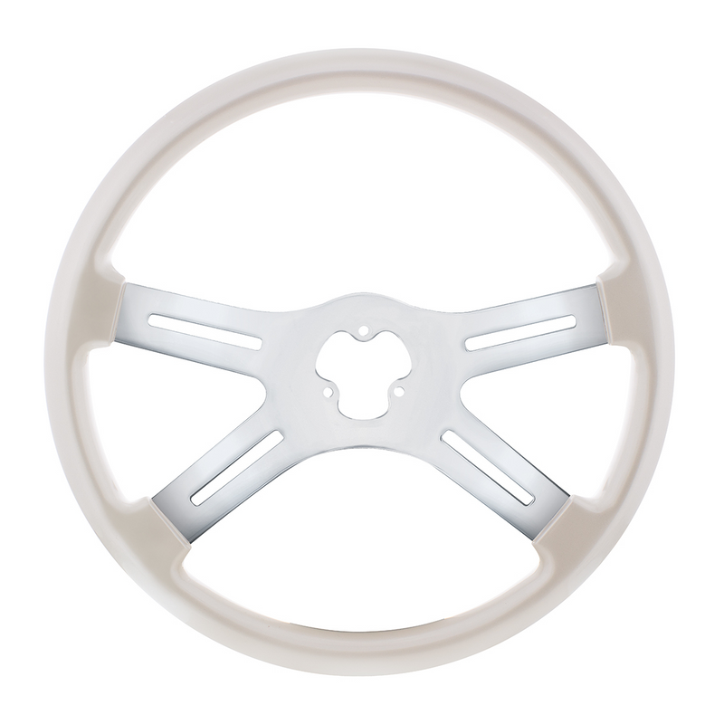 United Pacific 18" Candy Color 4 Spoke Steering Wheel Pearl White 88283