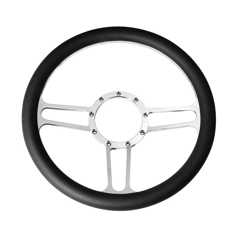 United Pacific 14" Chrome Aluminum 3-Spoke Style 9-Screw Mount "Competition Series" Steering Wheel 88296