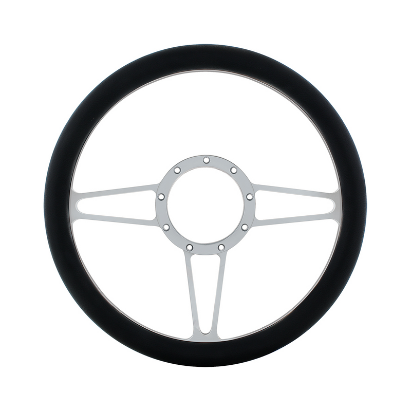 United Pacific 14" Chrome Aluminum 3-Spoke Style 9-Screw Mount Steering Wheel 88300