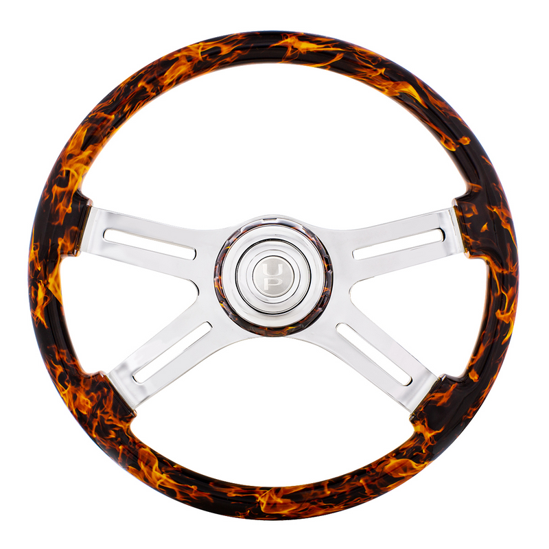 United Pacific 18" Flame Steering Wheel With Matching Flame Bezel 88309