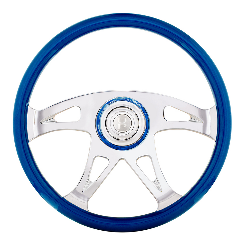 United Pacific 18" Boss Steering Wheel With Color Matching Horn Bezel Electric Blue 88315
