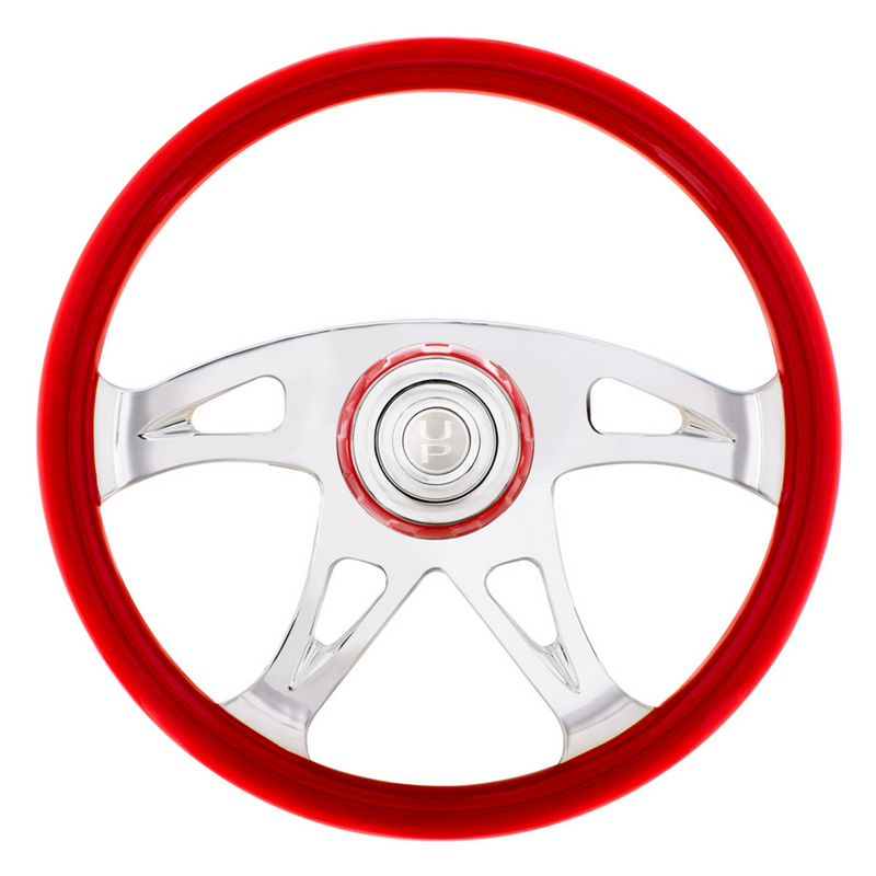 United Pacific 18" Boss Steering Wheel With Color Matching Horn Bezel Indigo Red 88316