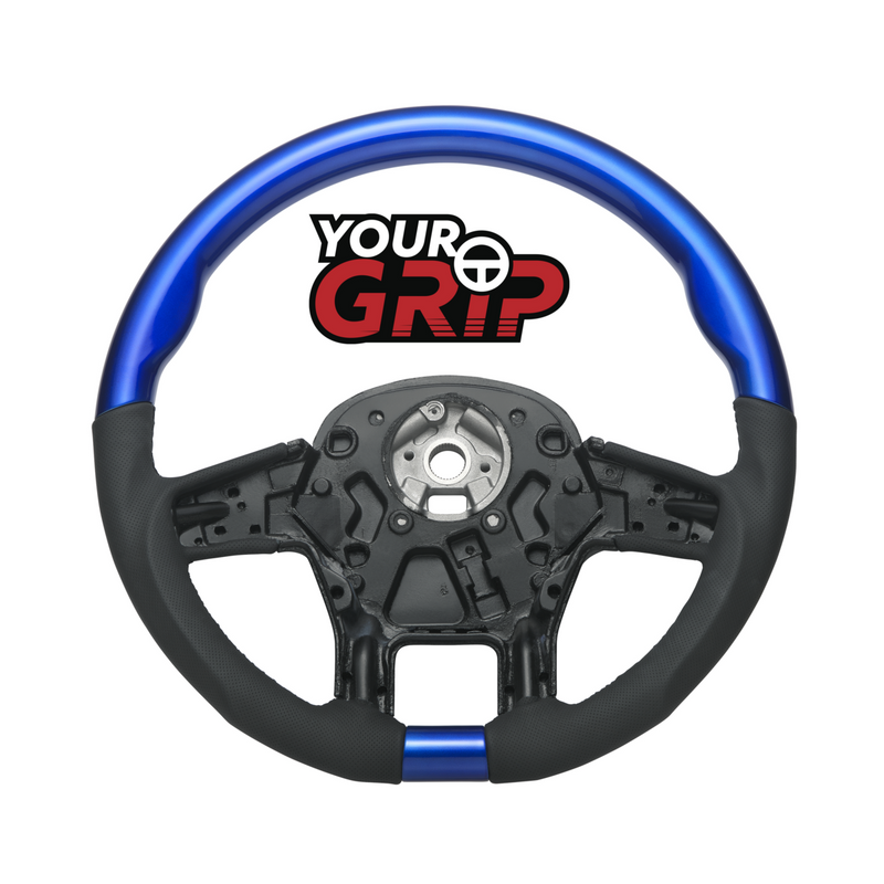 United Pacific 18" YourGrip Leather & Wood Candy Color Steering Wheel For 2012-2021 PB 579&2013-2021 KW T680-Indigo Blue 88346