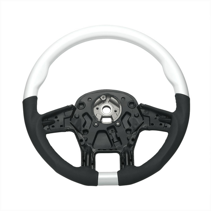 United Pacific 18" YourGrip Leather & Wood Candy Color Steering Wheel For 2012-2021 PB 579&2013-2021 KW T680-Pearl White 88352