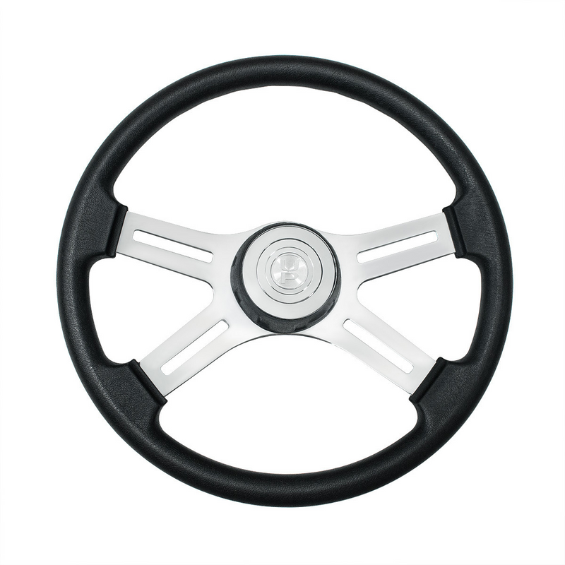 United Pacific 18" Polyurethane Rim 4 Spoke Steering Wheel With Horn Bezel 88354
