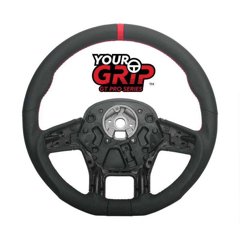 United Pacific 18" YourGrip GT PRO Leather Steering Wheel For 2012-2021 Peterbilt 579 & 2013-2021 Kenworth T680-Black 88371