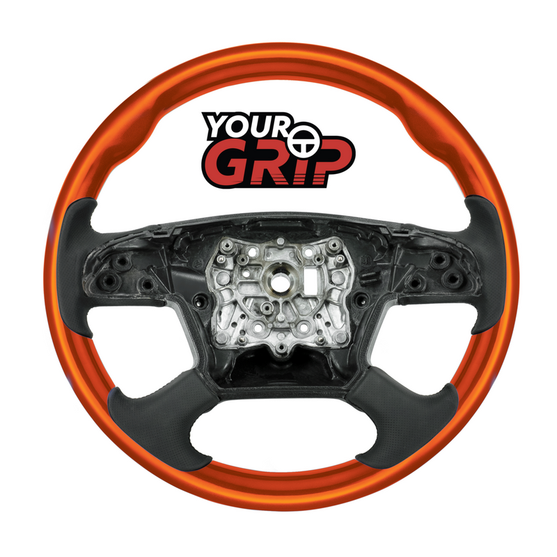 United Pacific 18" YourGrip Wood Candy Color Steering Wheel For 2018-2026 Freightliner Cascadia-Cadmium Orange 88399