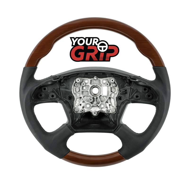 United Pacific 18" YourGrip Leather And Wood Steering Wheel For 2018-2026 Freightliner Cascadia 88405