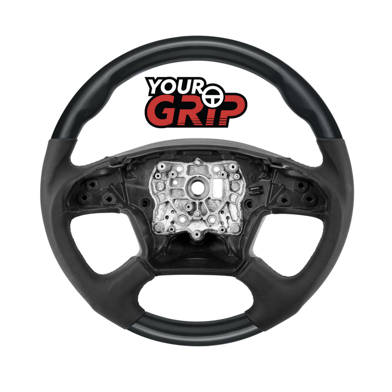 United Pacific 18" YourGrip Leather & Wood Candy Color Steering Wheel For 2018-2026 Freightliner Cascadia-Glossy Black 88406
