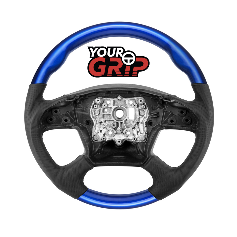 United Pacific 18" YourGrip Leather & Wood Candy Color Steering Wheel For 2018-2026 Freightliner Cascadia-Indigo Blue 88407