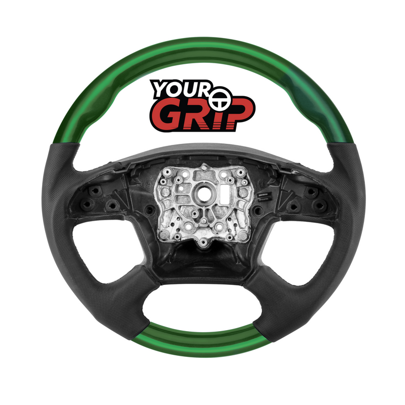 United Pacific 18" YourGrip Leather & Wood Candy Color Steering Wheel For 2018-2026 Freightliner Cascadia-Emerald Green 88408