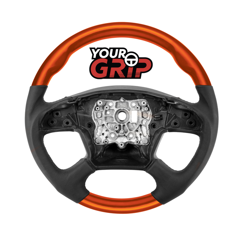 United Pacific 18" YourGrip Leather & Wood Candy Color Steering Wheel For 2018-2026 Freightliner Cascadia-Cadmium Orange 88409