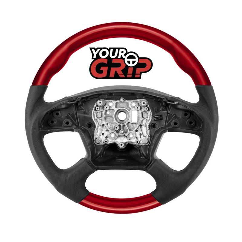 United Pacific 18" YourGrip Leather & Wood Candy Color Steering Wheel For 2018-2026 Freightliner Cascadia-Candy Red 88411