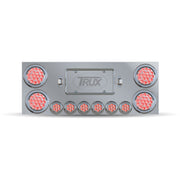 Trux Accessories Stainless Steel Rear Center Panel with 2 x 4" & 6 x 2" Dual Revolution, with 2 x 4" Red & 2 License Light LEDs