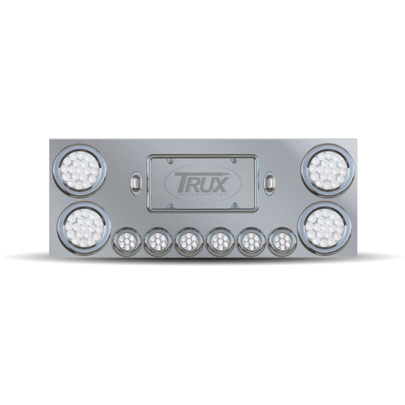 Trux Accessories Stainless Steel Rear Center Panel with 4 x 4", 6 x 2" Dual Revolution & 2 License Light LEDs