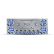 Trux Accessories Stainless Steel Rear Center Panel with 4 x 4", 6 x 2" Dual Revolution (Red/Blue) & 2 License Light LEDs