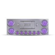 Trux Accessories Stainless Steel Rear Center Panel with 4 x 4", 6 x 2" Dual Revolution (Red/Purple) & 2 Purple License Light LEDs