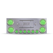 Trux Accessories Stainless Steel Rear Center Panel with 4 x 4", 6 x 2" Dual Revolution (Red/Green) & 2 Purple License Light LEDs