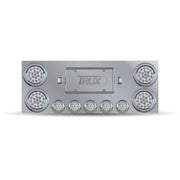 Trux Accessories Stainless Steel Rear Center Panel with 4 x 4", 5 x 2 1/2" Dual Revolution (Red/Green) & 2 License Light LEDs