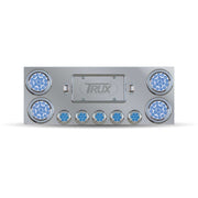 Trux Accessories Stainless Steel Rear Center Panel with 4 x 4", 5 x 2 1/2" Dual Revolution (Red/Blue) & 2 License Light LEDs
