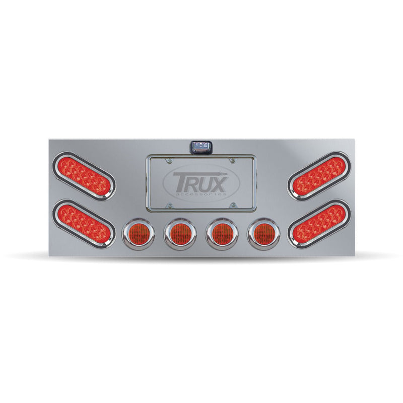 Trux Accessories Stainless Steel Rear Center Panel with 4 Oblong & 4 x 2 1/2 LEDs & Bezels"