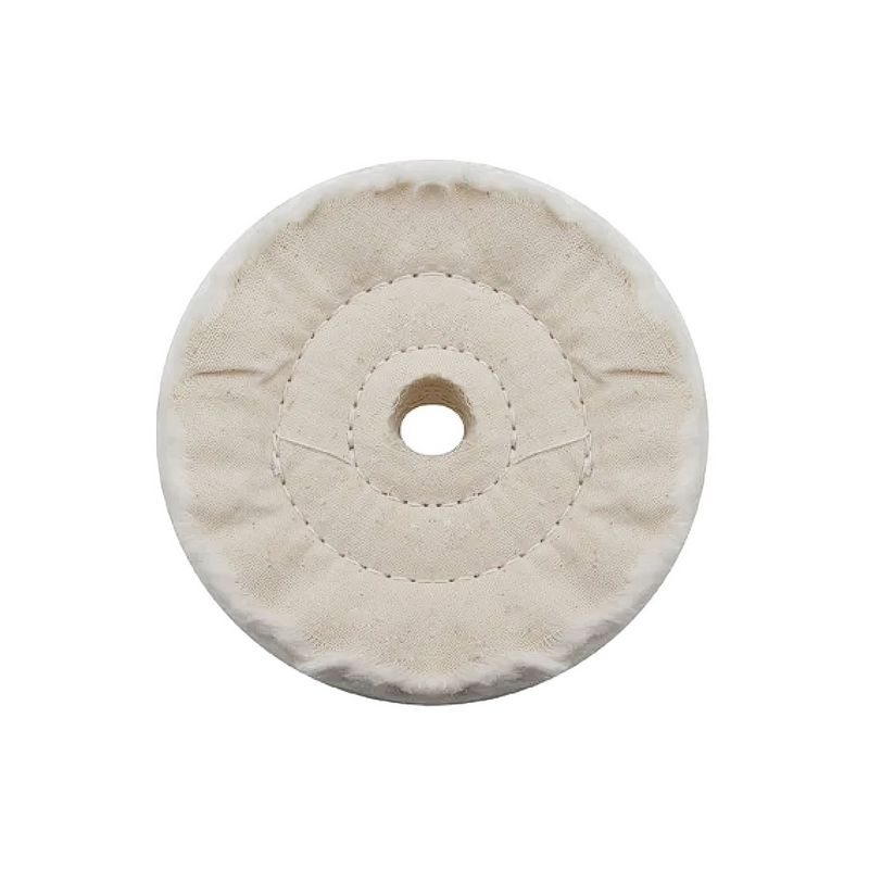 United Pacific 3" White Soft Muslin Buff 5/8" Arbor 90096