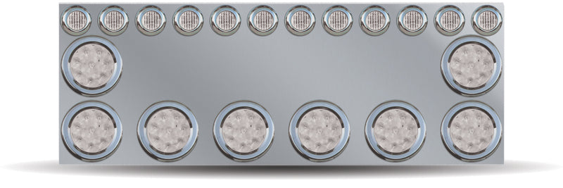 Trux Accessories Stainless Steel Wide Rear Center Panel with 9 x 4 & 12 x 2" Clear LEDs & Bezels"