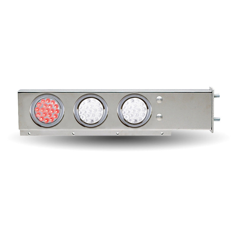 Trux Accessories Mud Flap Hanger with Flat Top & 4 x 4" Dual Revolution (R/W) & 2 x 4" Clear Red LEDs & Bezels