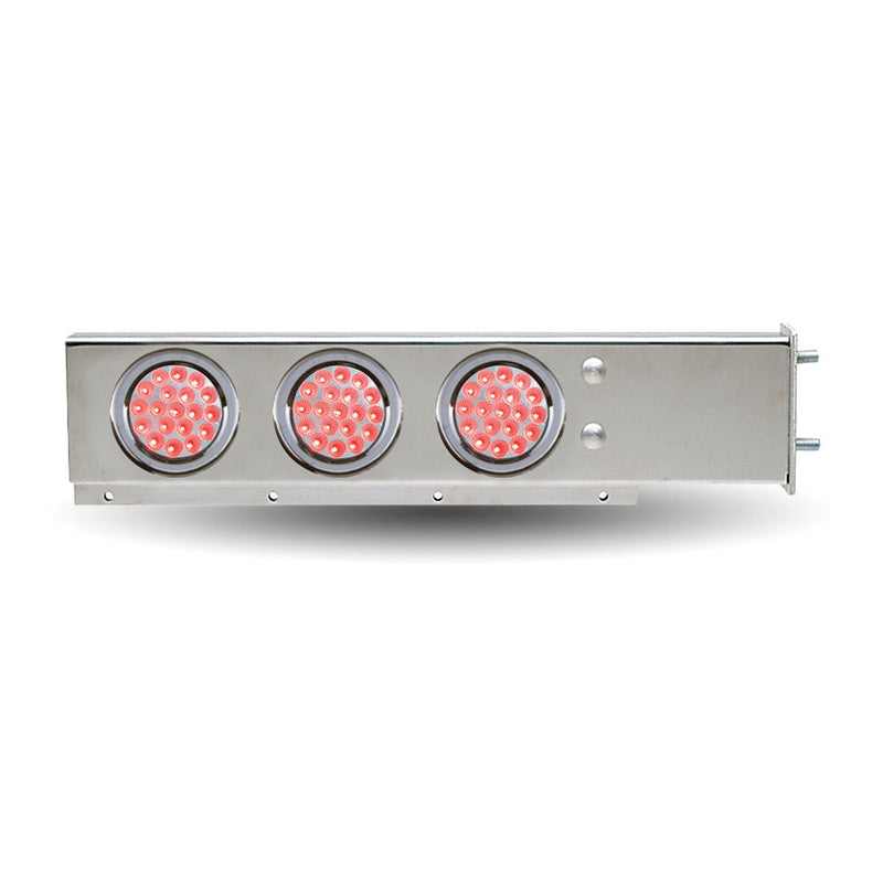 Trux Accessories Mud Flap Hanger with Flat Top & 6 x 4" Dual Revolution (Red/Blue) LEDs & Bezels