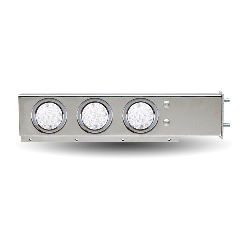 Trux Accessories Stainless Steel Mud Flap Hanger with Flat Top & 6 x 4" Dual (R/W) Revolution LEDs & Bezels