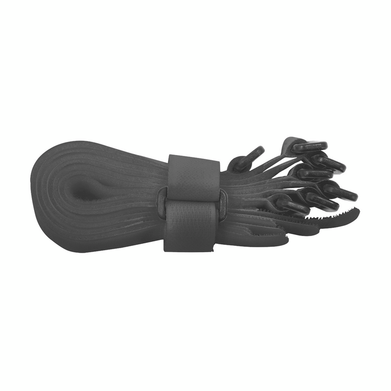 United Pacific 8" x 3/4" Black Hook & Loop Velcro Strip-Tie Fasteners with Buckle (8-Pack) 98022