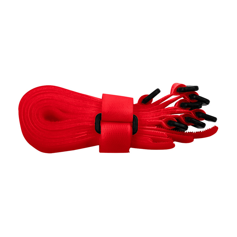 United Pacific 8" x 3/4" Red Hook & Loop Velcro Strip-Tie Fasteners with Buckle (8-Pack) 98023