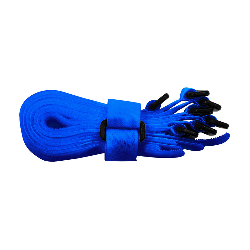 United Pacific 8" x 3/4" Blue Hook & Loop Velcro Strip-Tie Fasteners with Buckle (8-Pack) 98024