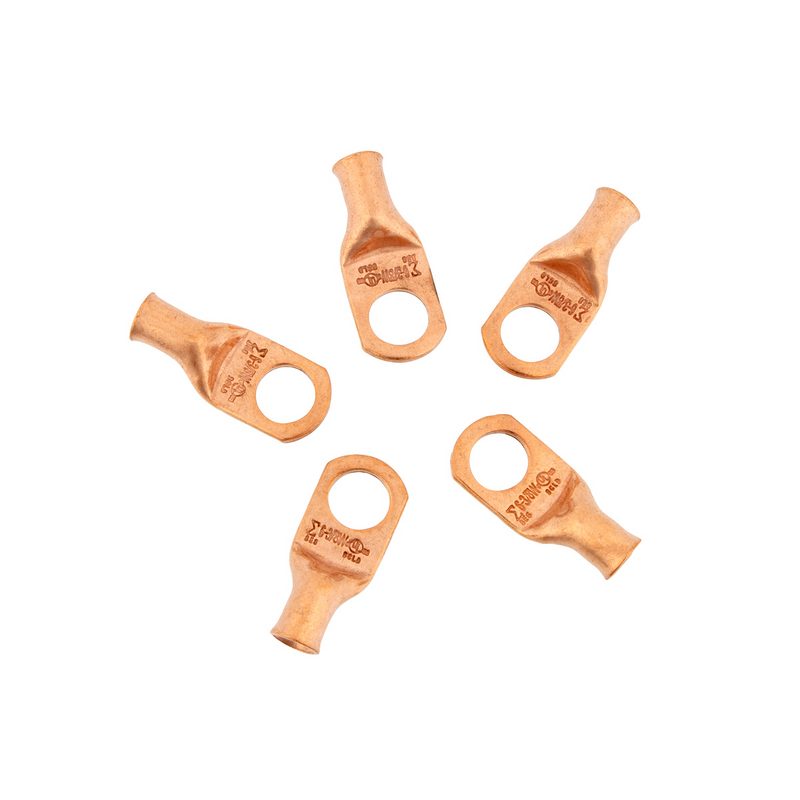 United Pacific 6 AWG 3/8" Stud Seamless Tubular Copper Lug (5-Pack) 98092