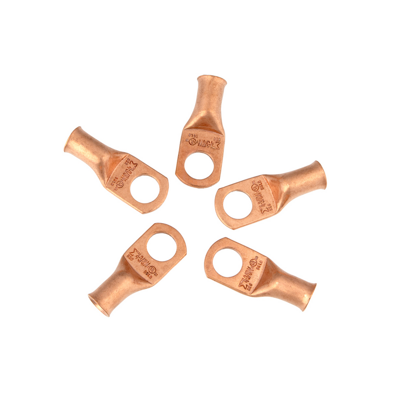 United Pacific 4 AWG 3/8" Stud Seamless Tubular Copper Lug (5-Pack) 98093